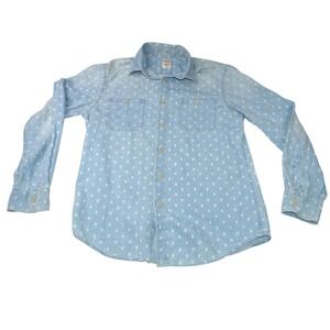 Mossimo Supply Co Athletic Fit Long Sleeve Button Down Shirt Blue Skull Print M